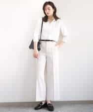 FIBGD21070 OFUON le MK(オフオン　ル　エムケー) サテンジョーゼットVネックブラウス/接触冷感/UVカット/洗える/WEB限定サイズあり ピンク