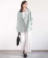 FIBGD21070 OFUON le MK(オフオン　ル　エムケー) サテンジョーゼットVネックブラウス/接触冷感/UVカット/洗える/WEB限定サイズあり ピンク