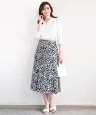 FIBGD21070 OFUON le MK(オフオン　ル　エムケー) サテンジョーゼットVネックブラウス/接触冷感/UVカット/洗える/WEB限定サイズあり ピンク