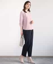 FIBGD21070 OFUON le MK(オフオン　ル　エムケー) サテンジョーゼットVネックブラウス/接触冷感/UVカット/洗える/WEB限定サイズあり ピンク