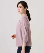 FIBGD21070 OFUON le MK(オフオン　ル　エムケー) サテンジョーゼットVネックブラウス/接触冷感/UVカット/洗える/WEB限定サイズあり ピンク