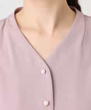 FIBGD21070 OFUON le MK(オフオン　ル　エムケー) サテンジョーゼットVネックブラウス/接触冷感/UVカット/洗える/WEB限定サイズあり ピンク