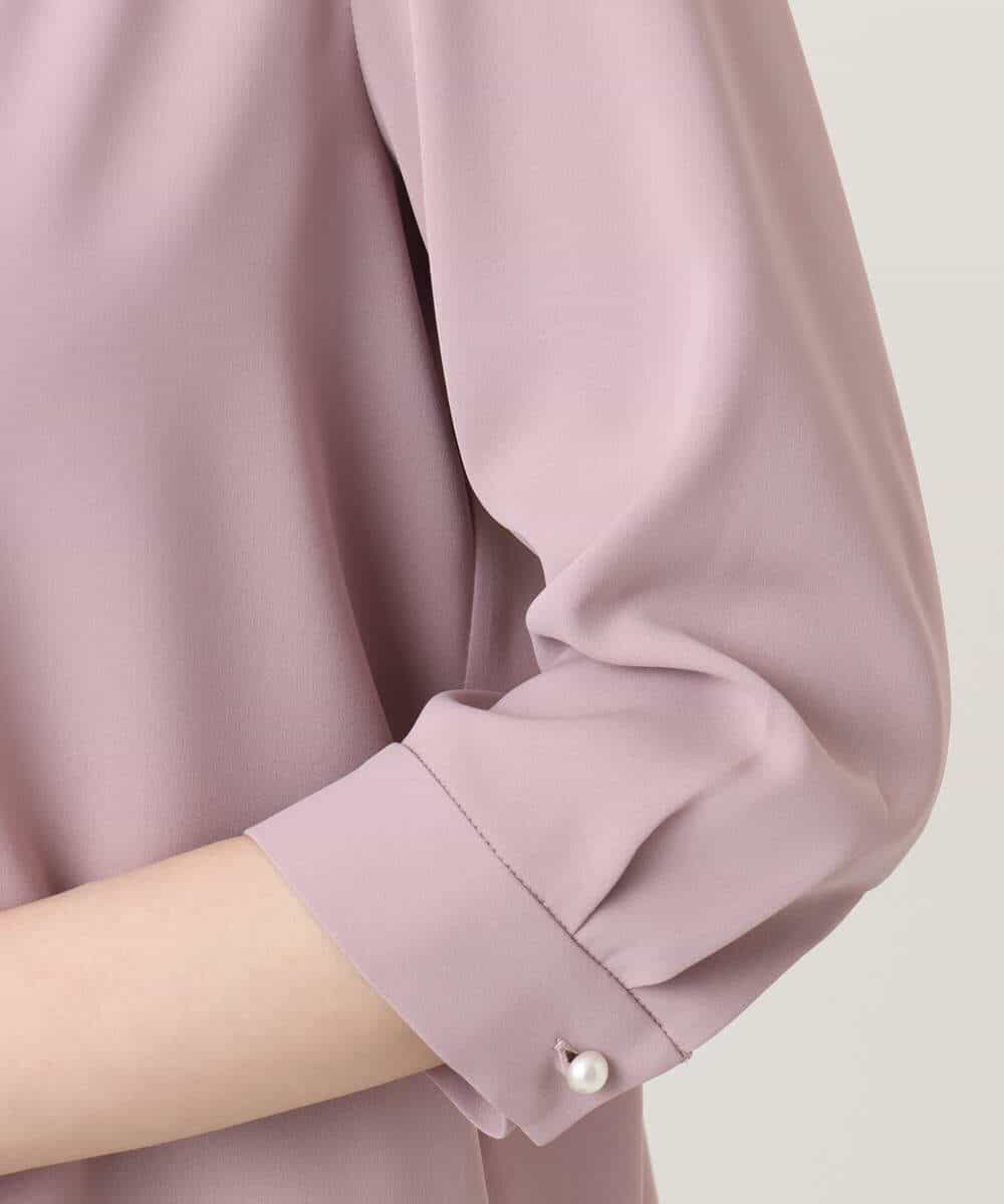 FIBGD21070 OFUON le MK(オフオン　ル　エムケー) サテンジョーゼットVネックブラウス/接触冷感/UVカット/洗える/WEB限定サイズあり ピンク