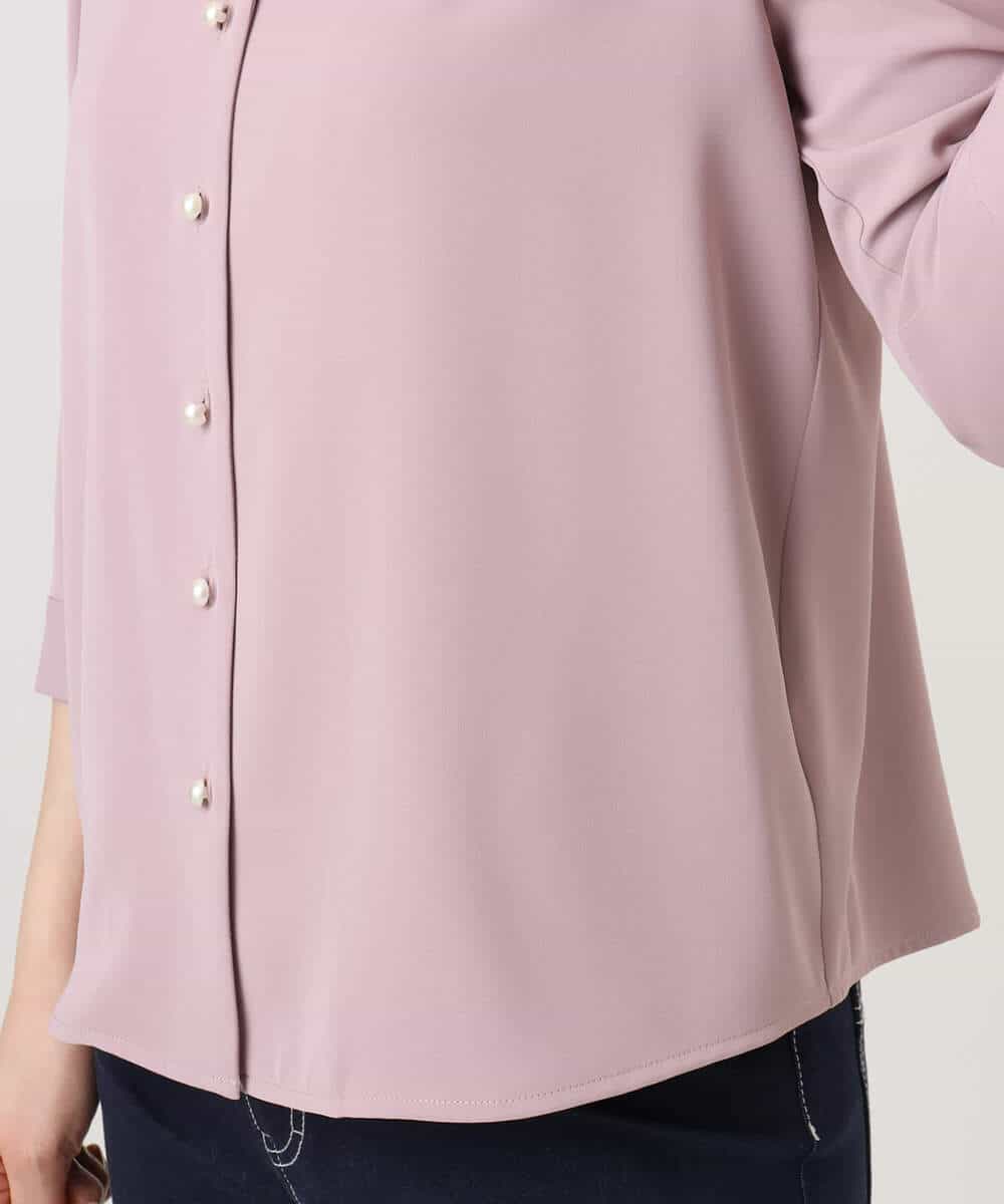 FIBGD21070 OFUON le MK(オフオン　ル　エムケー) サテンジョーゼットVネックブラウス/接触冷感/UVカット/洗える/WEB限定サイズあり ピンク