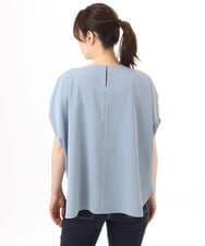 FIBGD22080 OFUON le MK(オフオン　ル　エムケー) ストレッチパール調タックブラウス/UVカット/接触冷感/洗濯機で洗える/WEB限定サイズあり ライトブルー