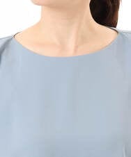 FIBGD22080 OFUON le MK(オフオン　ル　エムケー) ストレッチパール調タックブラウス/UVカット/接触冷感/洗濯機で洗える/WEB限定サイズあり ライトブルー