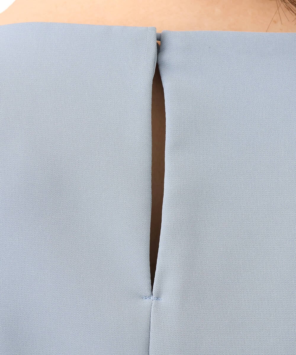 FIBGD22080 OFUON le MK(オフオン　ル　エムケー) ストレッチパール調タックブラウス/UVカット/接触冷感/洗濯機で洗える/WEB限定サイズあり ライトブルー