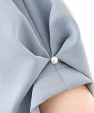 FIBGD22080 OFUON le MK(オフオン　ル　エムケー) ストレッチパール調タックブラウス/UVカット/接触冷感/洗濯機で洗える/WEB限定サイズあり ライトブルー