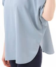 FIBGD22080 OFUON le MK(オフオン　ル　エムケー) ストレッチパール調タックブラウス/UVカット/接触冷感/洗濯機で洗える/WEB限定サイズあり ライトブルー