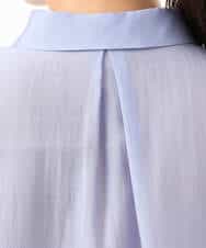 FIBGD23080 OFUON le MK(オフオン　ル　エムケー) メタル釦シアーフレンチスリーブブラウス/接触冷感/洗える/WEB限定サイズあり ライトブルー