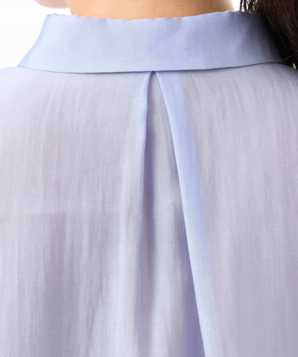 FIBGD23080 OFUON le MK(オフオン　ル　エムケー) メタル釦シアーフレンチスリーブブラウス/接触冷感/洗える/WEB限定サイズあり ライトブルー