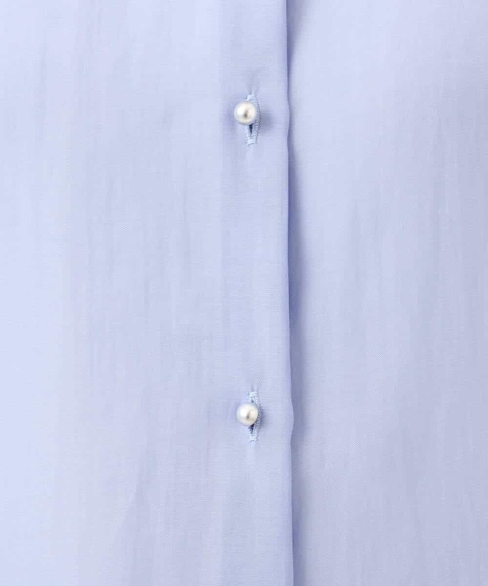 FIBGD23080 OFUON le MK(オフオン　ル　エムケー) メタル釦シアーフレンチスリーブブラウス/接触冷感/洗える/WEB限定サイズあり ライトブルー