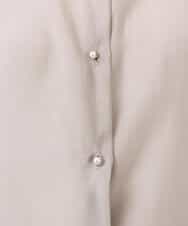 FIBGD23080 OFUON le MK(オフオン　ル　エムケー) メタル釦シアーフレンチスリーブブラウス/接触冷感/洗える/WEB限定サイズあり ライトブルー