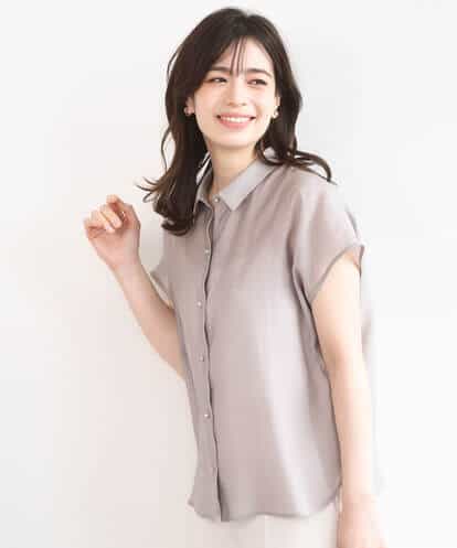 FIBGD23080 OFUON le MK メタル釦シアーフレンチスリーブブラウス/接触冷感/洗える/WEB限定サイズあり