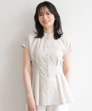 FIBGD24080 OFUON le MK(オフオン　ル　エムケー) ストライプローンブラウス/接触冷感/通気性/透湿性/WEB限定サイズあり ベージュ