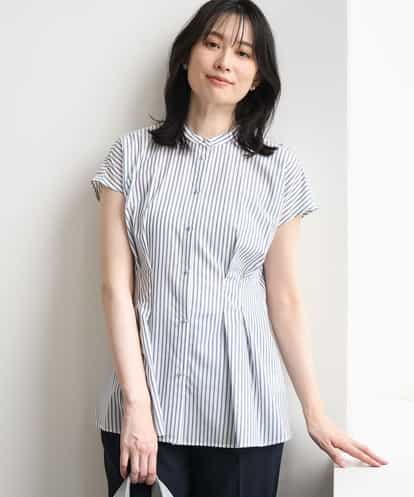 FIBGD24080 OFUON le MK ストライプローンブラウス/接触冷感/通気性/透湿性/WEB限定サイズあり