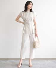 FIBGD24080 OFUON le MK(オフオン　ル　エムケー) ストライプローンブラウス/接触冷感/通気性/透湿性/WEB限定サイズあり ベージュ