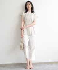 FIBGD24080 OFUON le MK(オフオン　ル　エムケー) ストライプローンブラウス/接触冷感/通気性/透湿性/WEB限定サイズあり ベージュ