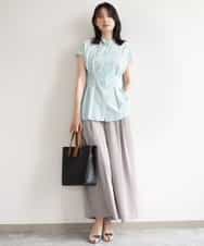 FIBGD24080 OFUON le MK(オフオン　ル　エムケー) ストライプローンブラウス/接触冷感/通気性/透湿性/WEB限定サイズあり ベージュ