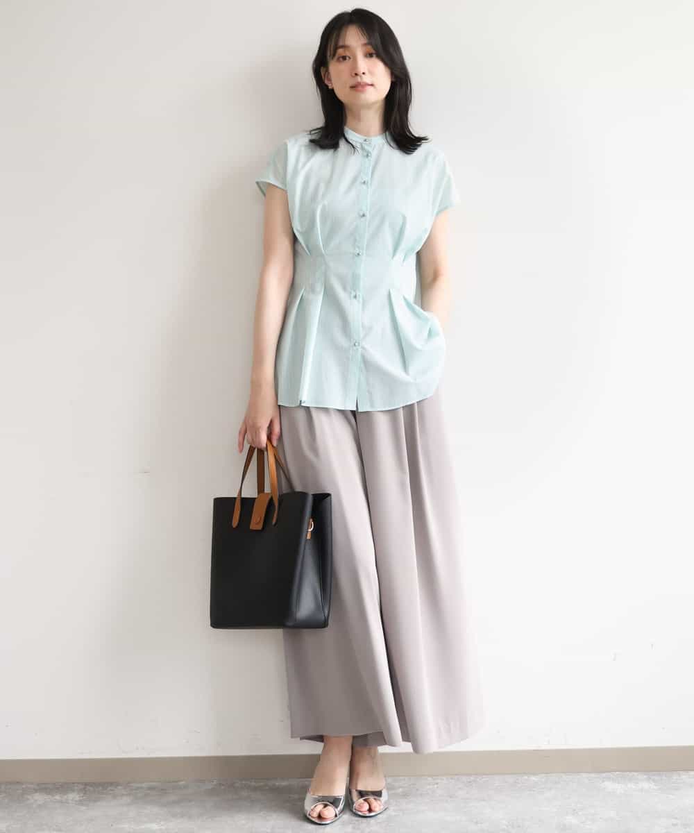 FIBGD24080 OFUON le MK(オフオン　ル　エムケー) ストライプローンブラウス/接触冷感/通気性/透湿性/WEB限定サイズあり ベージュ