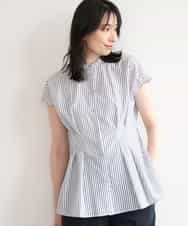 FIBGD24080 OFUON le MK(オフオン　ル　エムケー) ストライプローンブラウス/接触冷感/通気性/透湿性/WEB限定サイズあり ベージュ