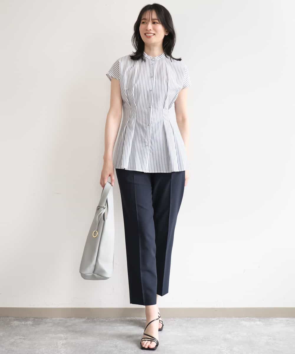 FIBGD24080 OFUON le MK(オフオン　ル　エムケー) ストライプローンブラウス/接触冷感/通気性/透湿性/WEB限定サイズあり ベージュ