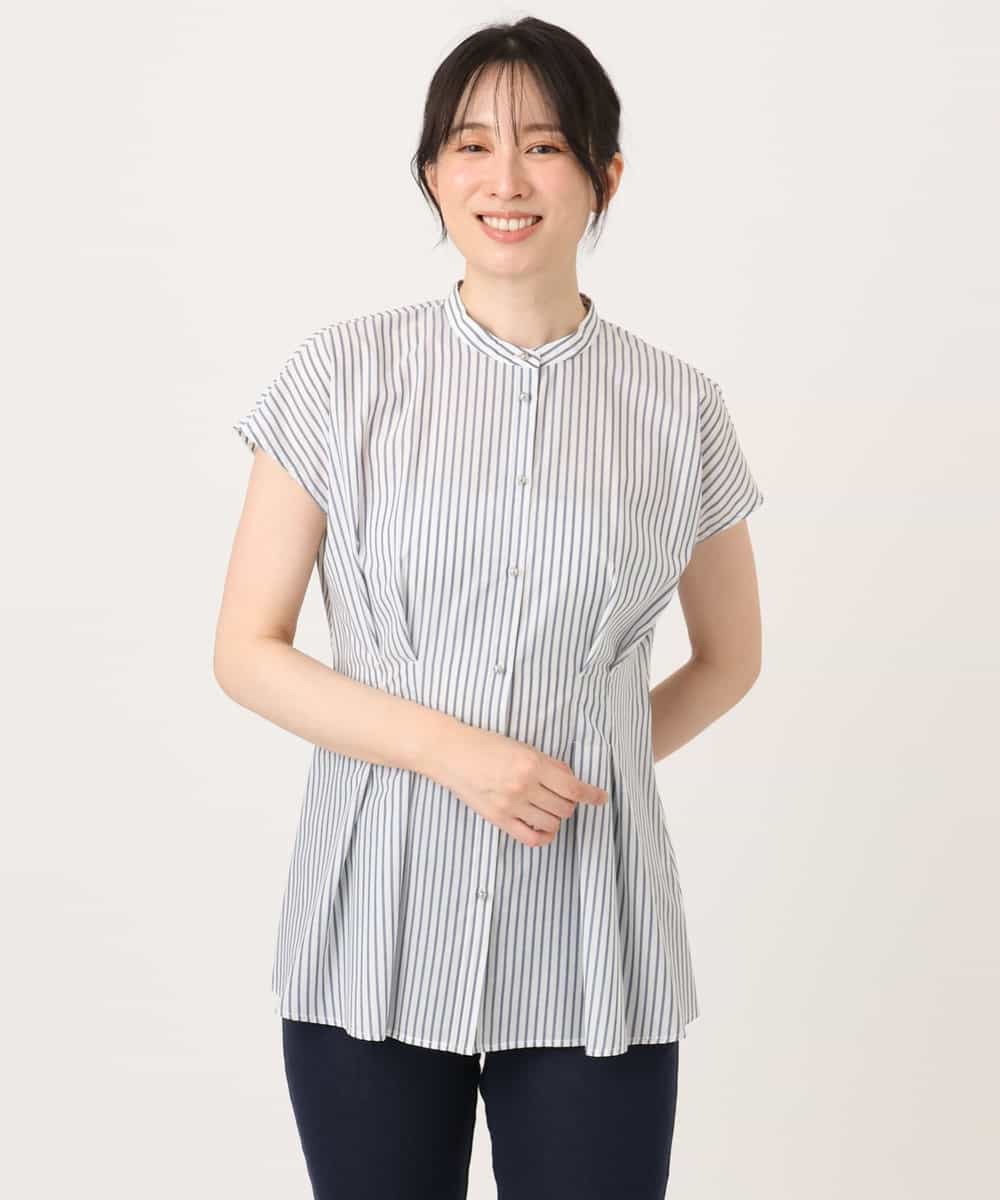 FIBGD24080 OFUON le MK(オフオン　ル　エムケー) ストライプローンブラウス/接触冷感/通気性/透湿性/WEB限定サイズあり ベージュ