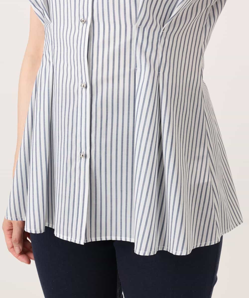 FIBGD24080 OFUON le MK(オフオン　ル　エムケー) ストライプローンブラウス/接触冷感/通気性/透湿性/WEB限定サイズあり ベージュ