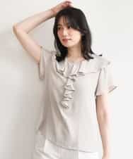 FIBGD25080 OFUON le MK(オフオン　ル　エムケー) フロントフリルVネックブラウス/UVカット/接触冷感/速乾性/洗濯機で洗える/WEB限定サイズあり ミント