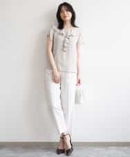 FIBGD25080 OFUON le MK(オフオン　ル　エムケー) フロントフリルVネックブラウス/UVカット/接触冷感/速乾性/洗濯機で洗える/WEB限定サイズあり ミント