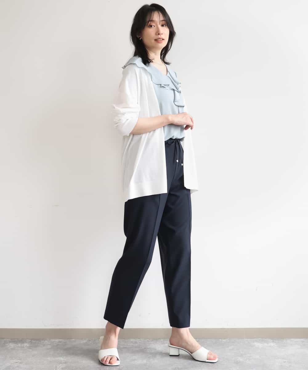 FIBGD25080 OFUON le MK(オフオン　ル　エムケー) フロントフリルVネックブラウス/UVカット/接触冷感/速乾性/洗濯機で洗える/WEB限定サイズあり ミント