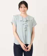 FIBGD25080 OFUON le MK(オフオン　ル　エムケー) フロントフリルVネックブラウス/UVカット/接触冷感/速乾性/洗濯機で洗える/WEB限定サイズあり ミント
