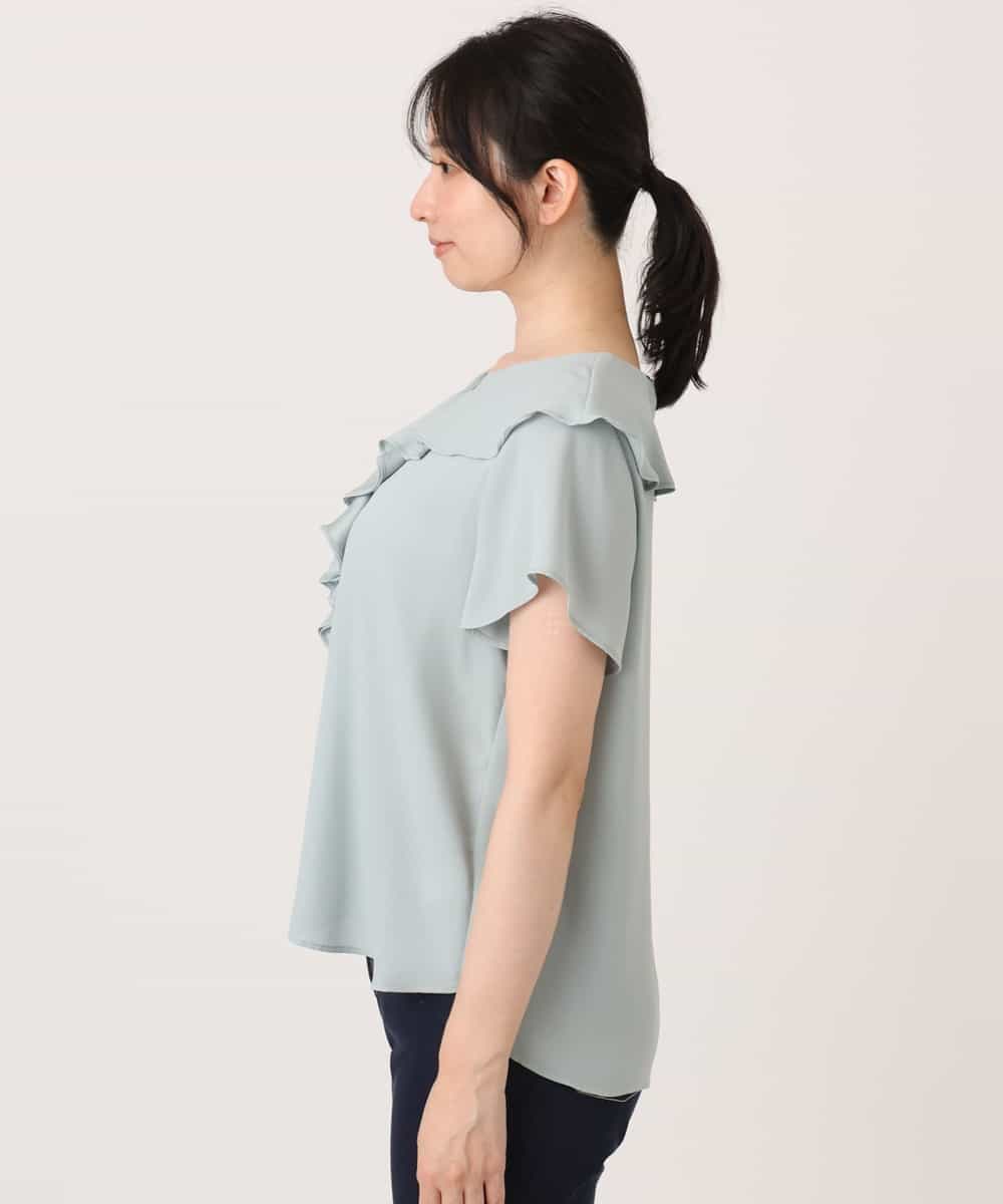 FIBGD25080 OFUON le MK(オフオン　ル　エムケー) フロントフリルVネックブラウス/UVカット/接触冷感/速乾性/洗濯機で洗える/WEB限定サイズあり ミント