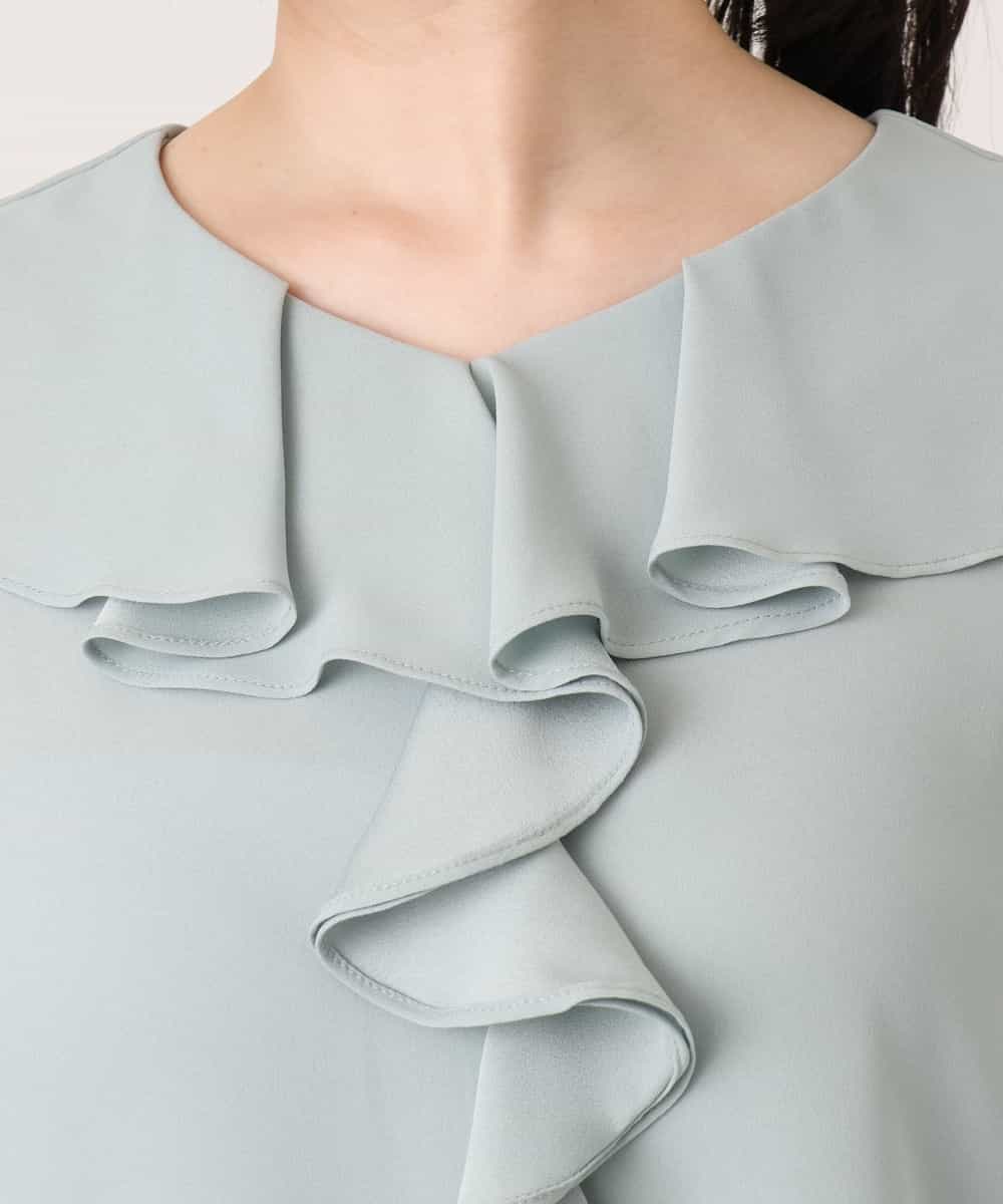 FIBGD25080 OFUON le MK(オフオン　ル　エムケー) フロントフリルVネックブラウス/UVカット/接触冷感/速乾性/洗濯機で洗える/WEB限定サイズあり ミント