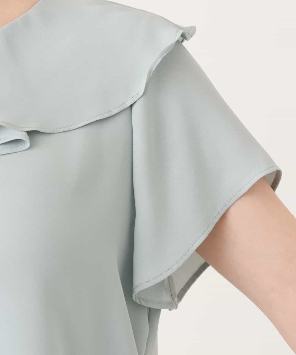 FIBGD25080 OFUON le MK(オフオン　ル　エムケー) フロントフリルVネックブラウス/UVカット/接触冷感/速乾性/洗濯機で洗える/WEB限定サイズあり ミント