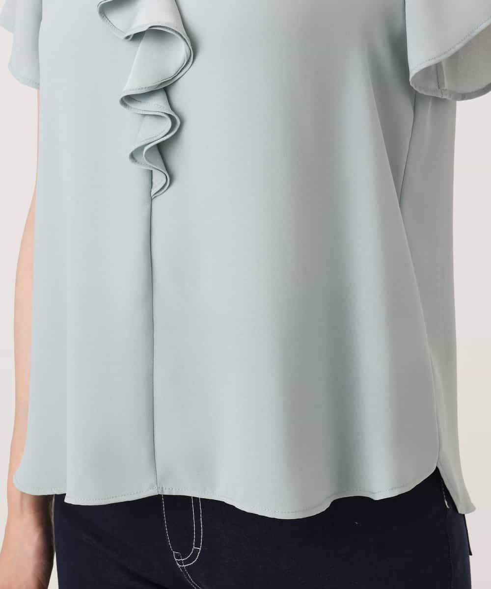 FIBGD25080 OFUON le MK(オフオン　ル　エムケー) フロントフリルVネックブラウス/UVカット/接触冷感/速乾性/洗濯機で洗える/WEB限定サイズあり ミント