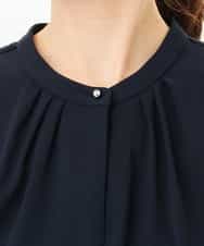 FIBHD18060 OFUON le MK(オフオン　ル　エムケー) フロントタックジョーゼットブラウス/接触冷感/UVカット/洗濯機で洗える/WEB限定サイズあり グレイッシュブルー