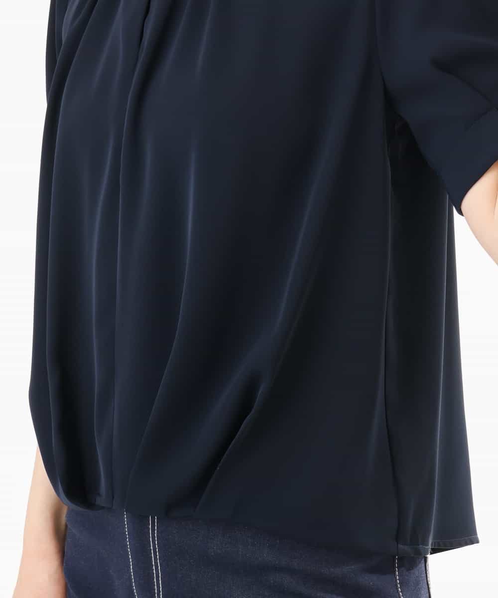 FIBHD18060 OFUON le MK(オフオン　ル　エムケー) フロントタックジョーゼットブラウス/接触冷感/UVカット/洗濯機で洗える/WEB限定サイズあり グレイッシュブルー