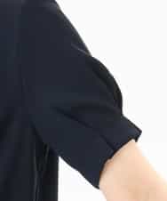 FIBHD18060 OFUON le MK(オフオン　ル　エムケー) フロントタックジョーゼットブラウス/接触冷感/UVカット/洗濯機で洗える/WEB限定サイズあり グレイッシュブルー