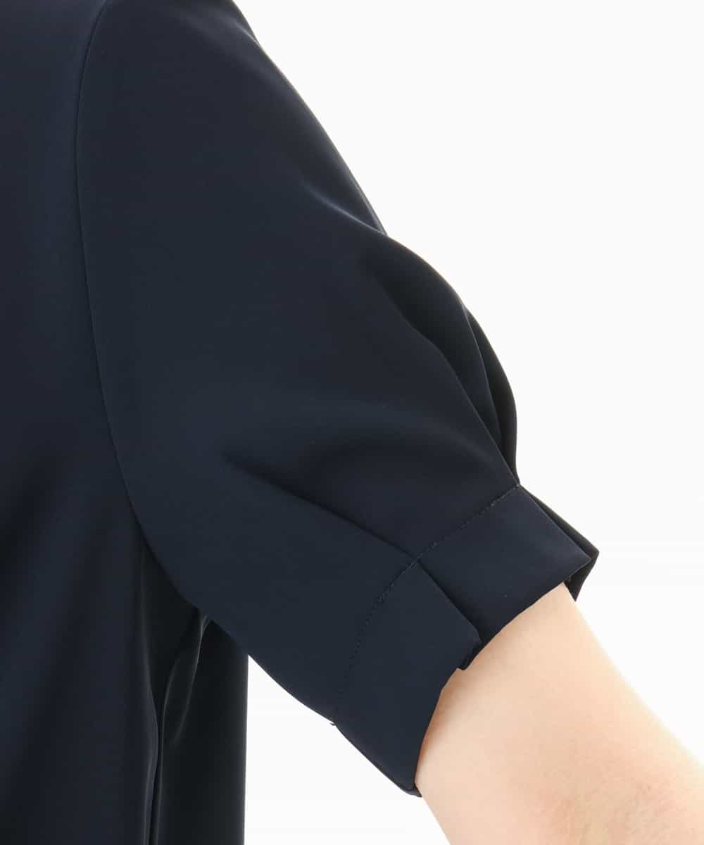 FIBHD18060 OFUON le MK(オフオン　ル　エムケー) フロントタックジョーゼットブラウス/接触冷感/UVカット/洗濯機で洗える/WEB限定サイズあり グレイッシュブルー