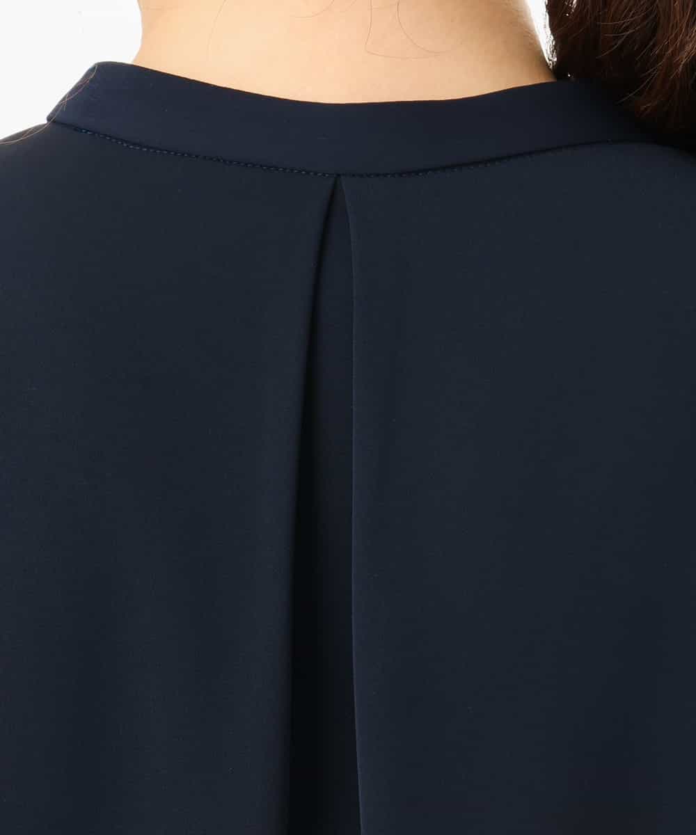 FIBHD18060 OFUON le MK(オフオン　ル　エムケー) フロントタックジョーゼットブラウス/接触冷感/UVカット/洗濯機で洗える/WEB限定サイズあり グレイッシュブルー