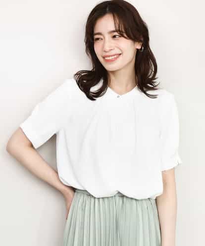 FIBHD18060 OFUON le MK フロントタックジョーゼットブラウス/接触冷感/UVカット/洗濯機で洗える/WEB限定サイズあり