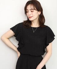 FIBHD28080 OFUON le MK(オフオン　ル　エムケー) シアーチェックフリルブラウス/洗える/WEB限定サイズあり/セットアップ可 ラベンダー