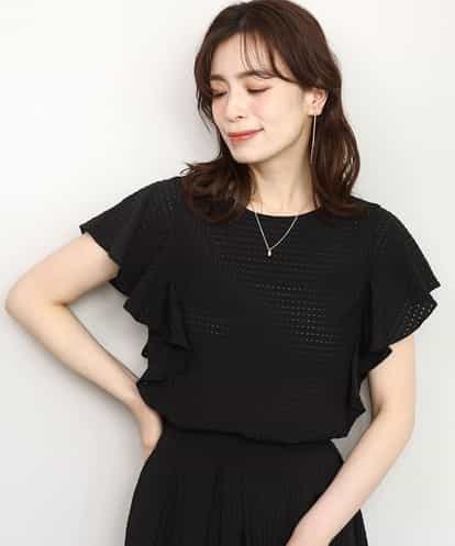 FIBHD28080 OFUON le MK シアーチェックフリルブラウス/洗える/WEB限定サイズあり/セットアップ可