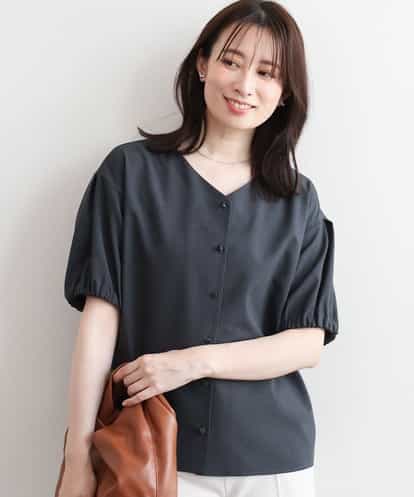 FIBJD30080 OFUON le MK パフスリーブVネックブラウス/UVカット/洗濯機で洗える/WEB限定サイズあり/セットアップ対応可