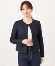 FIDAG53110 OFUON le MK(オフオン　ル　エムケー) [スーツアップ対応]ノーカラージャケット/洗濯機で洗える ライトベージュ