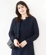 FIDFD04130 OFUON le MK(オフオン　ル　エムケー) [セットアップ対応]ツイードノーカラージャケット/WEB限定 ネイビー