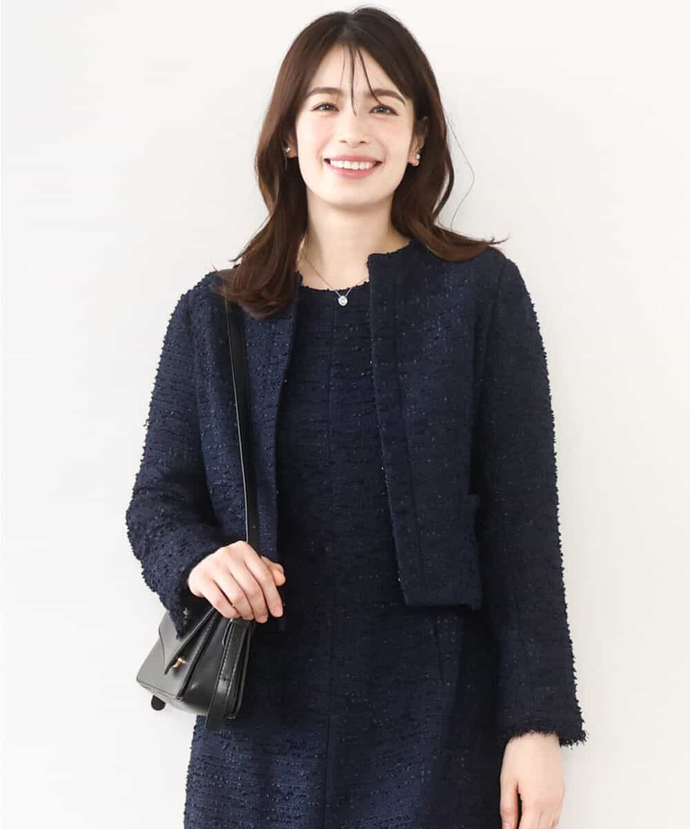 FIDFD04130 OFUON le MK(オフオン　ル　エムケー) [セットアップ対応]ツイードノーカラージャケット/WEB限定 ライトグレー