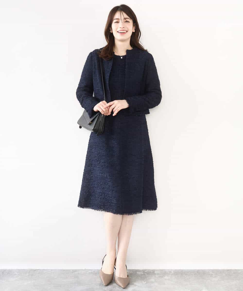 FIDFD04130 OFUON le MK(オフオン　ル　エムケー) [セットアップ対応]ツイードノーカラージャケット/WEB限定 ライトグレー