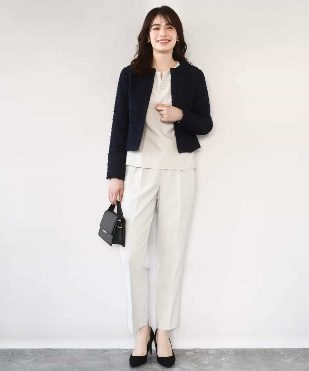 FIDFD04130 OFUON le MK(オフオン　ル　エムケー) [セットアップ対応]ツイードノーカラージャケット/WEB限定 ライトグレー